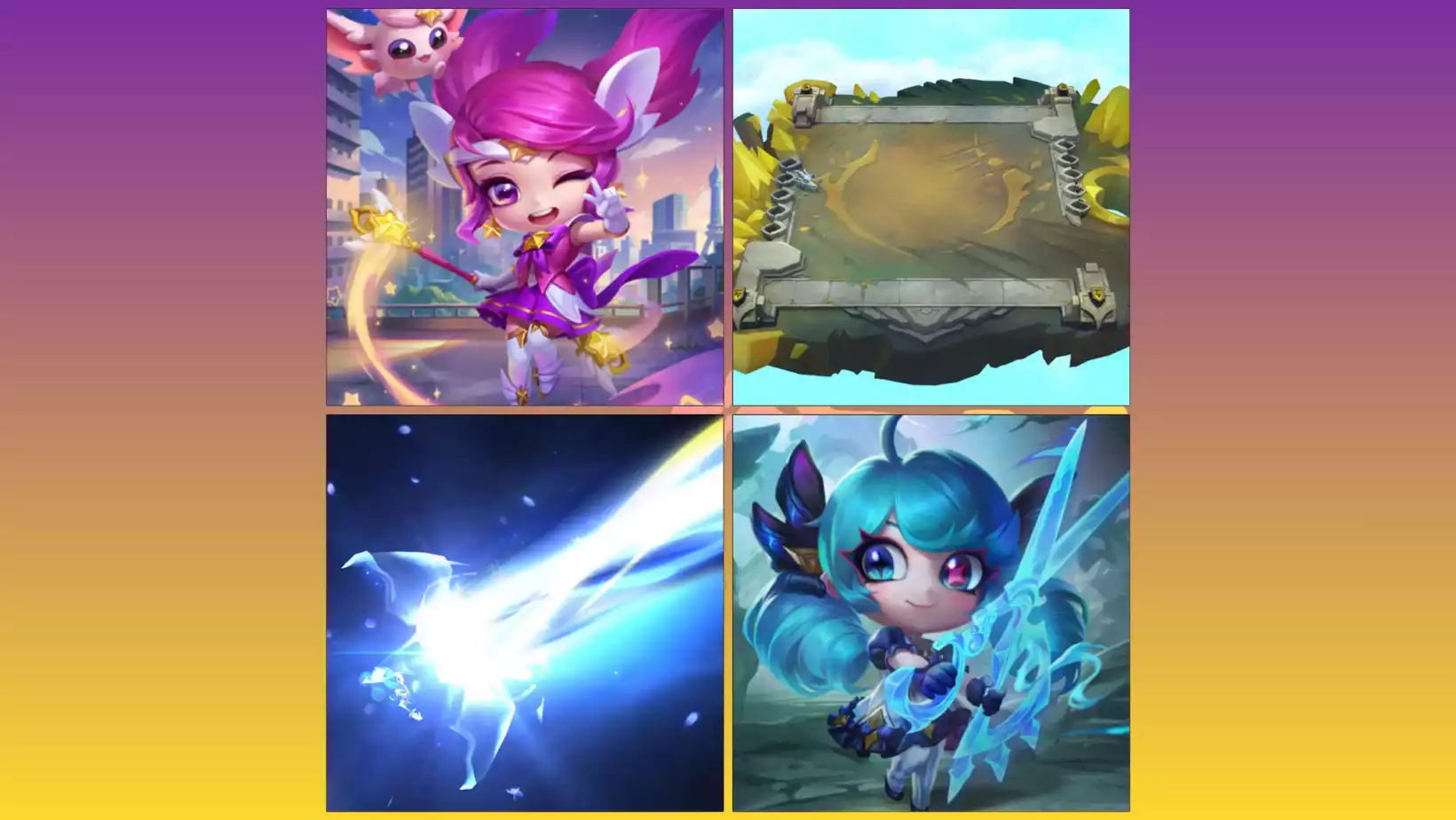 🎭 Linh Thú Tí Nị: • Lux Tinh Tú • Gwen ⚡ Chưởng Lực: • Cầu Vồng Tối Thượng Sứ Thanh Hoa 🏟️ Sân Đấu: • Bãi Đá Lấp Lánh LMHT 5VS5: 36 SKIN - FULL